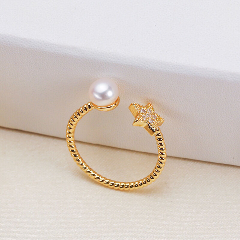Romantic Series Sweet Star Circle Seed Bead Women's Pearl Ring h5 