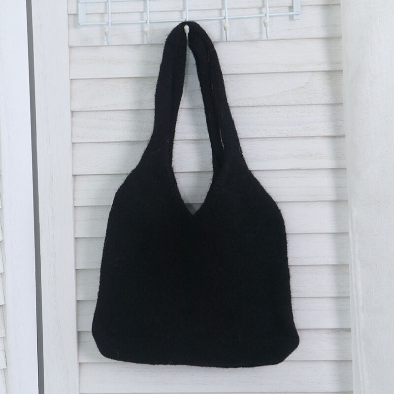 Casual Stijl, Pluizige Geweven, Effen Kleur, Geweven Wollen Polyester Mix, Vierkante Damestas h5 