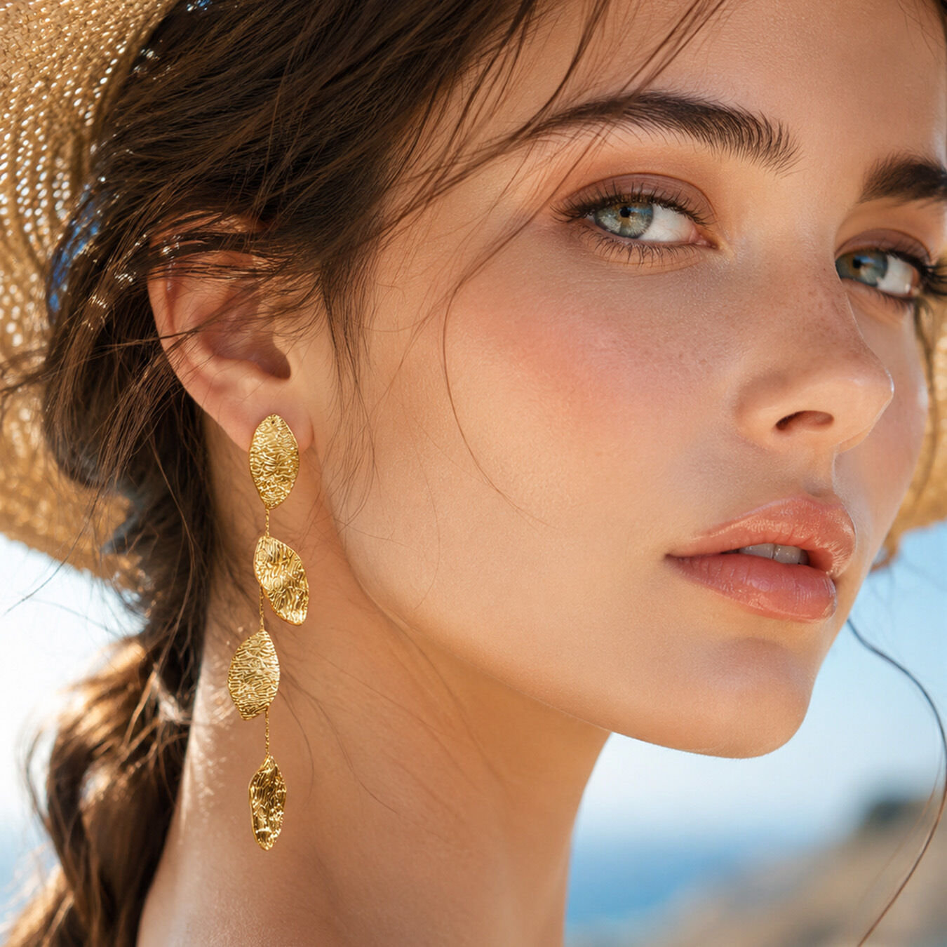 Simple Series Vacation Patchwork Leaf Stainless Steel Waterproof   Gold Color  Women's Dangle Earrings 2