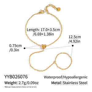 Tägliche Herz Edelstahl Wasserdichte Goldfarbene Damenhandkette h5