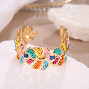 Romantic Series Vacation Plant Woven Raffia Women's Bangles h5