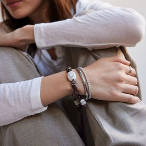 Bracelet Tressé Pour Femme, Collection Romantique Rétro, Forme Elliptique, Pierres Naturelles, Zircon Couleur Or. h5 Image3