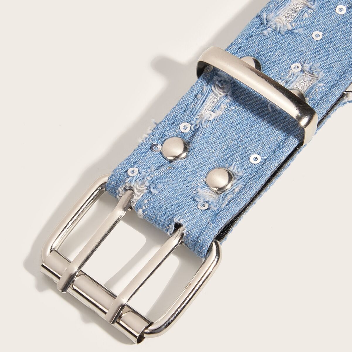 Schlichter Hip-Pop/Rock-Stoffgürtel Aus Einfarbigem Patchwork-Stoff Mit Sternnieten h5 Bild5