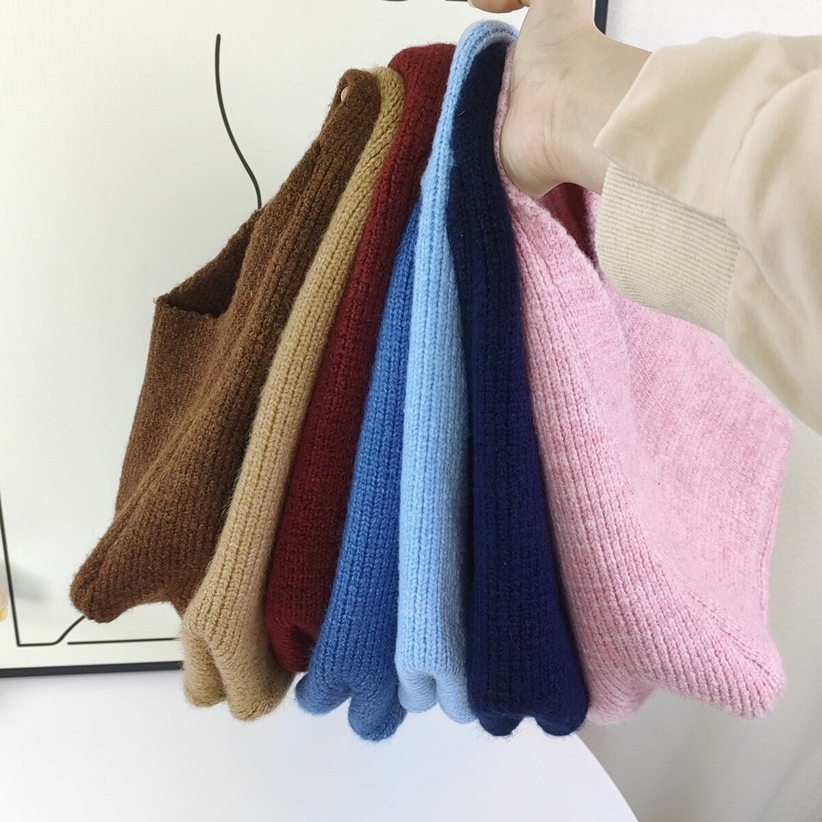 Casual Stijl, Pluizige Geweven, Effen Kleur, Geweven Polyester, Trapeziumvormige Damestas. Afbeelding4