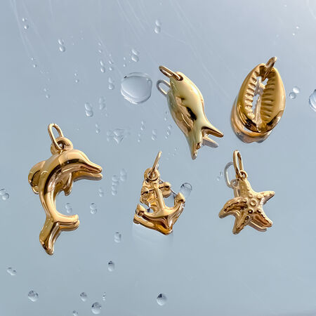 Eenvoudige serie schattige schelp- en zeesterren roestvrijstalen waterdichte gouden dameshangers 2