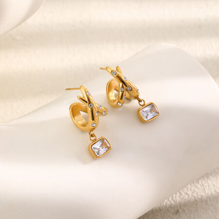 Orecchini A Perno Da Donna Simple Series Daily Dalla Forma Irregolare, In Acciaio Inossidabile Impermeabile Color Oro. 2