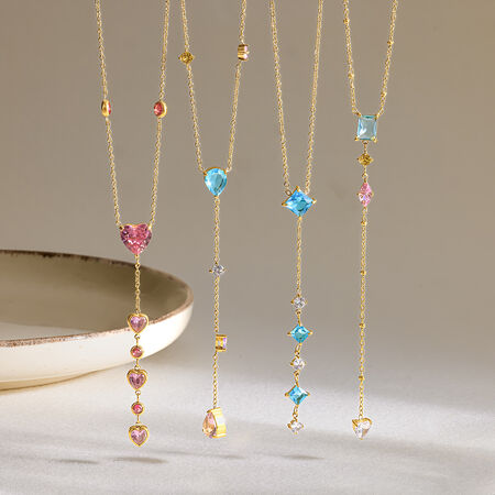 Elegantes Collares Con Colgante De Circonita Color Oro, Forma De Corazón Y Gota, De Acero Inoxidable, Resistentes Al Agua.