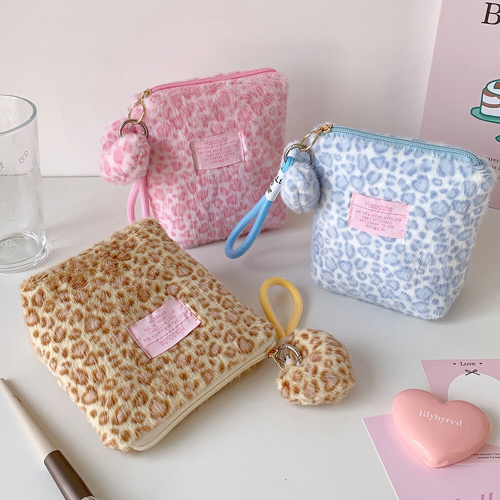 Bolsas De Maquillaje De Imitación De Piel Con Estampado De Leopardo Y Corazón Retro De La Serie Simple h5Imagen3