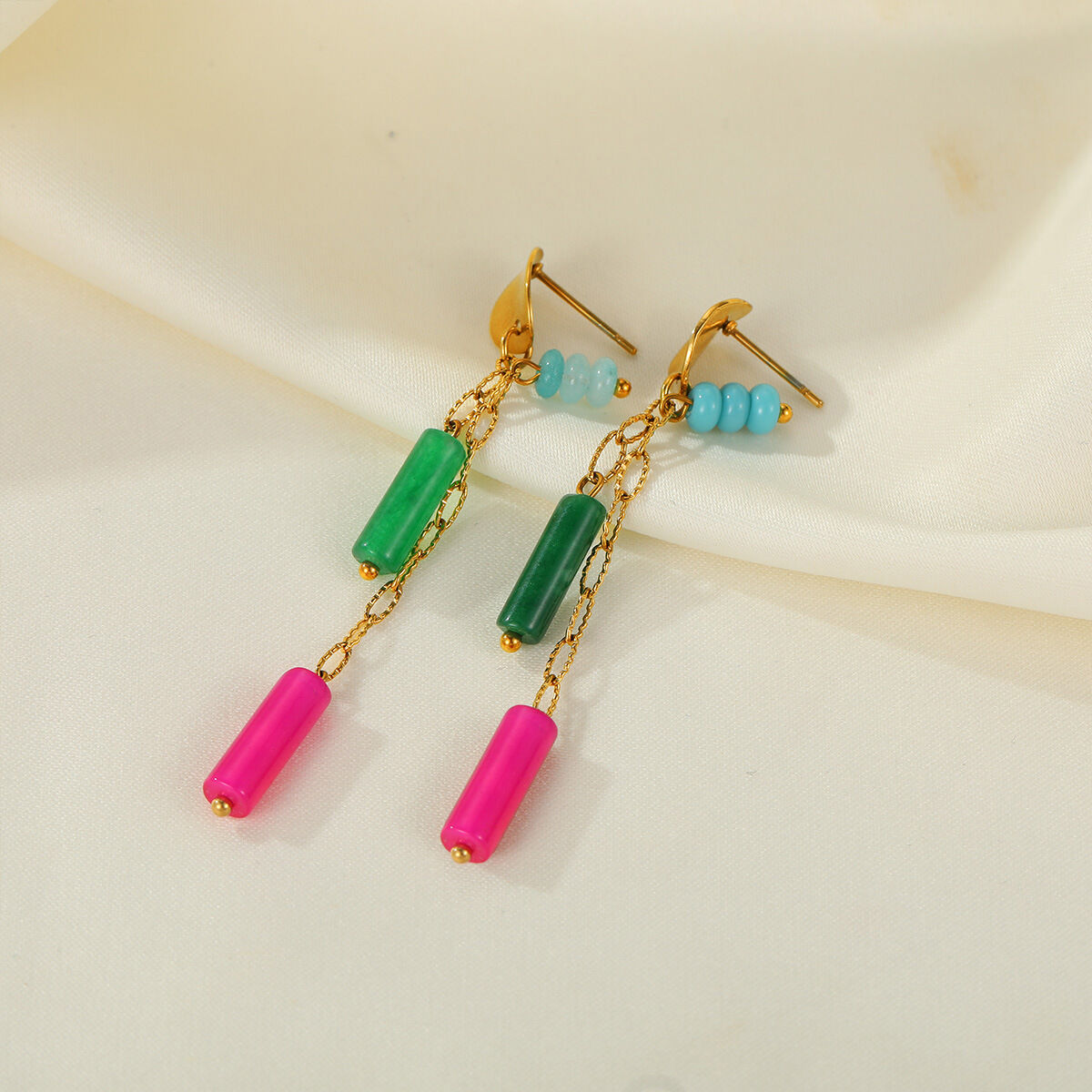 Orecchini Pendenti Da Donna Simple Series Daily Nassel In Acciaio Inossidabile Impermeabile Color Oro. Immagine4