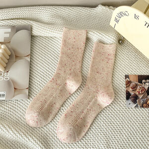Slight Bounce Basic Solid Color Polka Dots Mid-Calf Socks h5