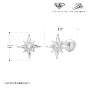 Boucles D'Oreilles Colorées Daily Star Pour Femmes, Plaquées Rhodium, En Argent Sterling 925, Collection Simple Series. h5
