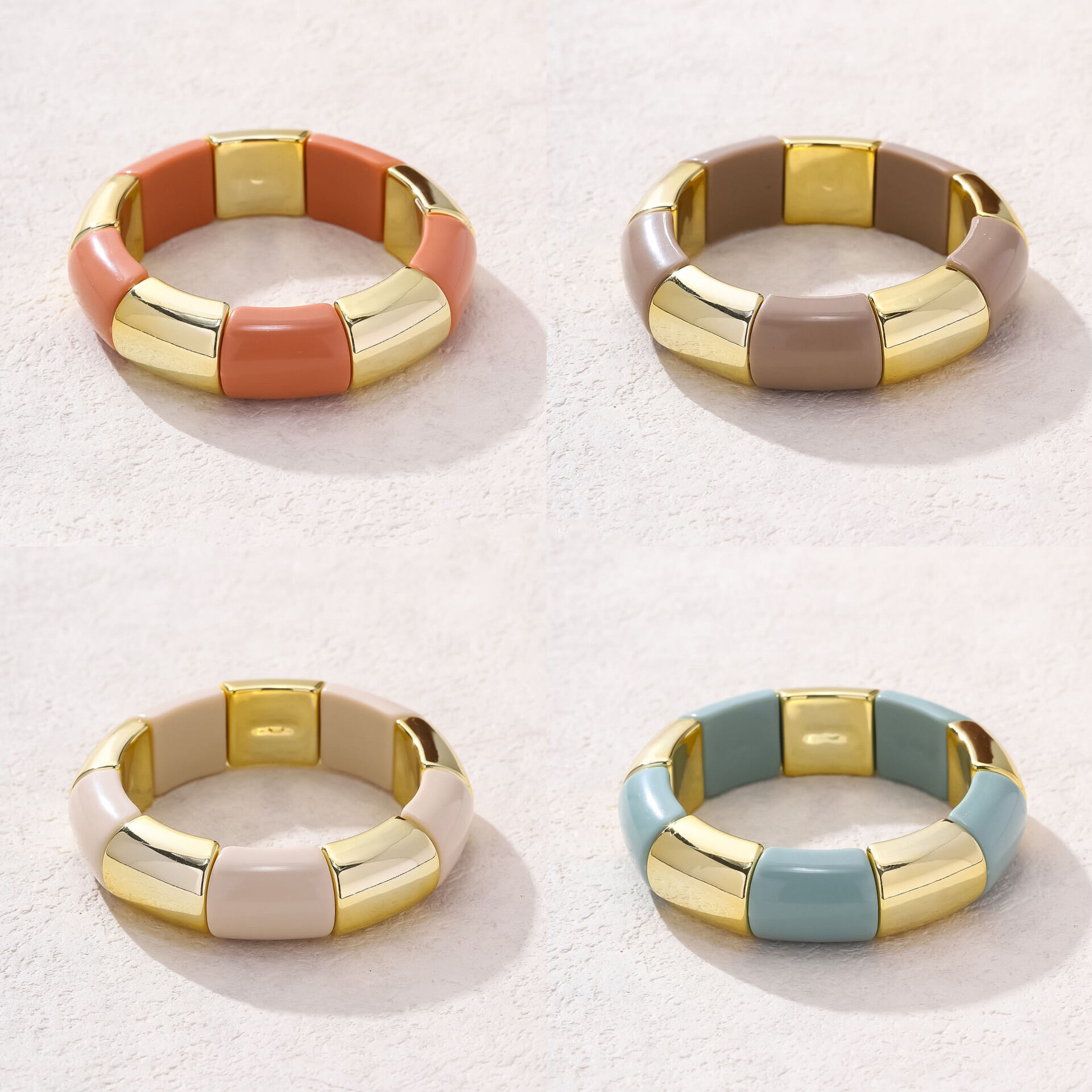 Bracelets perlés simples en résine de couleurs mélangées pour femmes 2