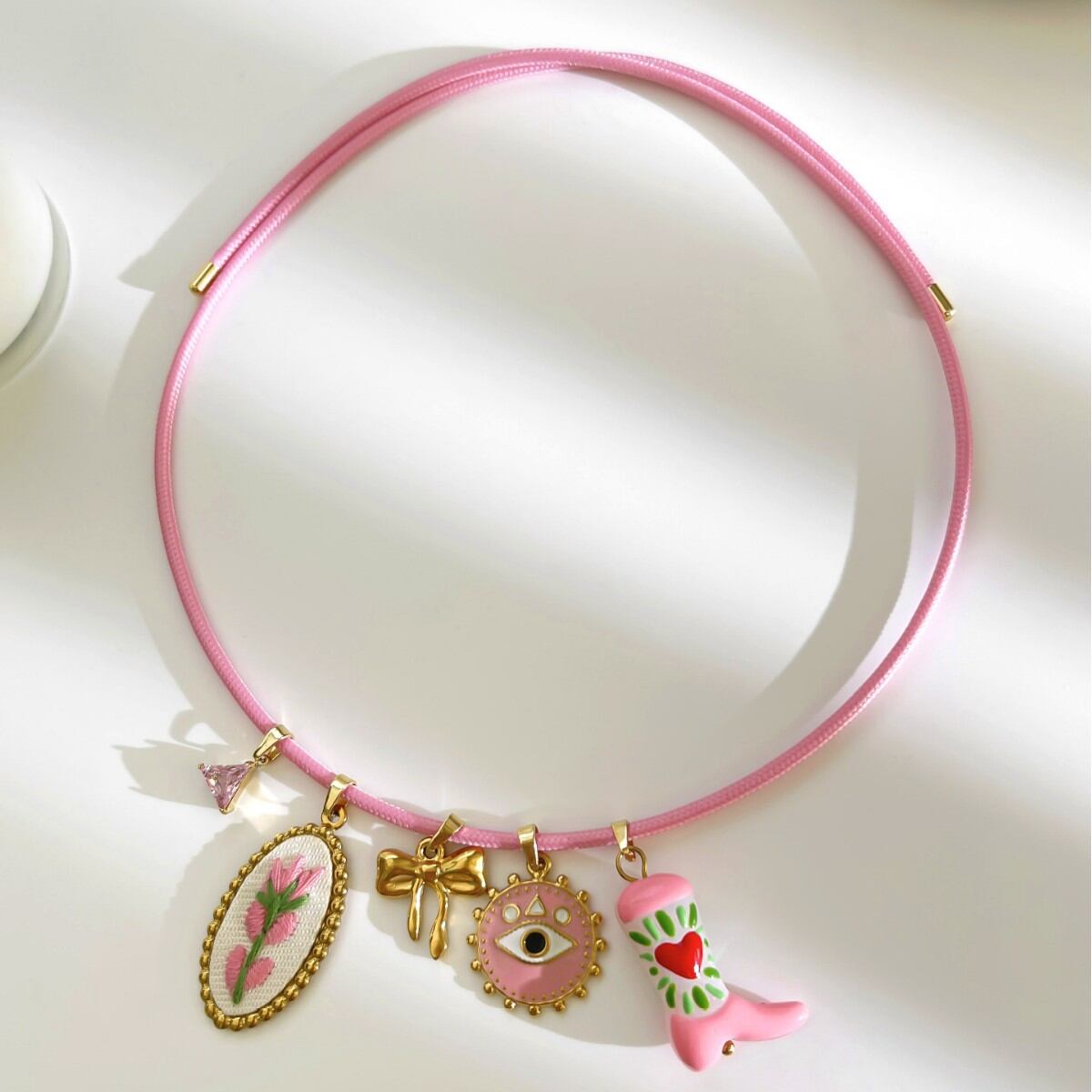 Romantische Serie: Zoete Bloem, Duivelsoog, Strik, Magnetische Touw Hanger Voor Dames Afbeelding3