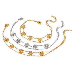 Elegant Flower Stainless Steel Waterproof Gold Color Chain Bracelets h5 Picture4