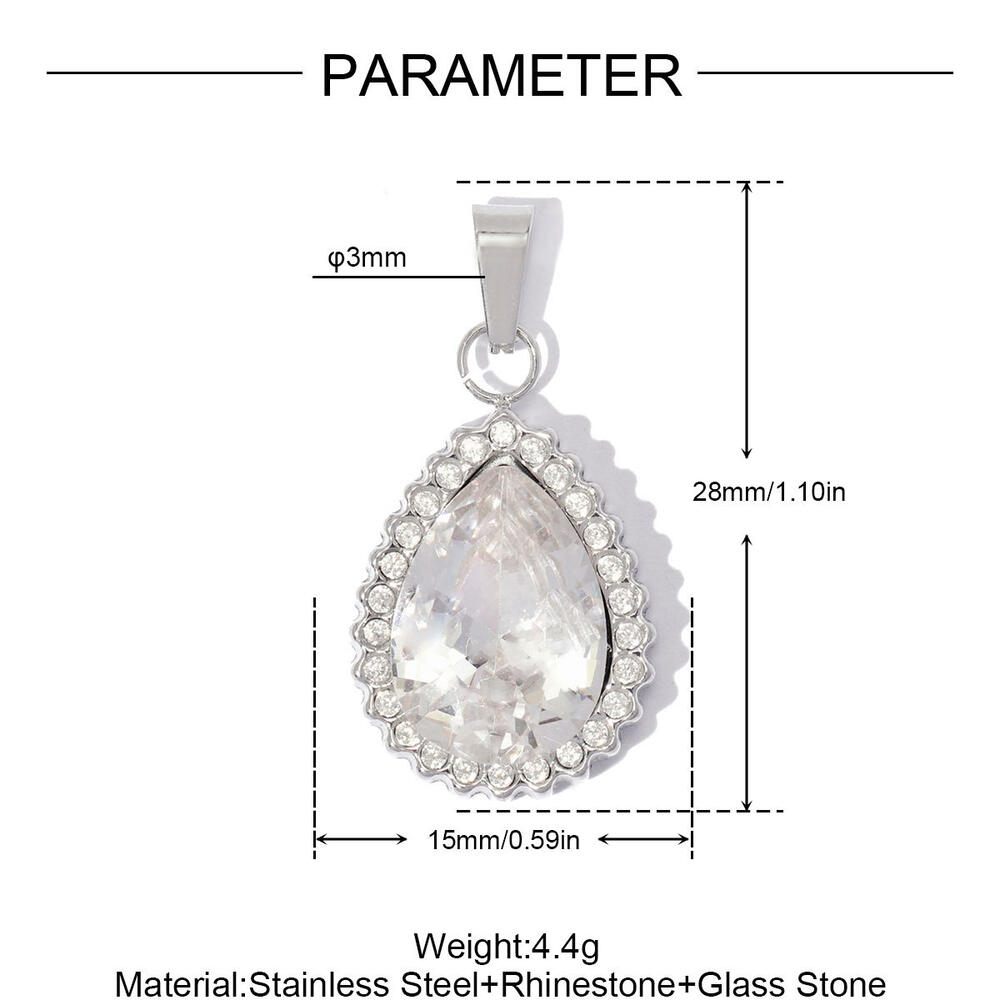 Luxurious Series Heart Stainless Steel Waterproof Gold Color Rhinestone Zircon Women's DIY Pendants