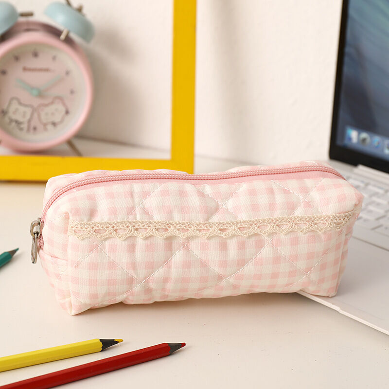 Simple Series Sweet Fabric Plaid Pen Pouches
