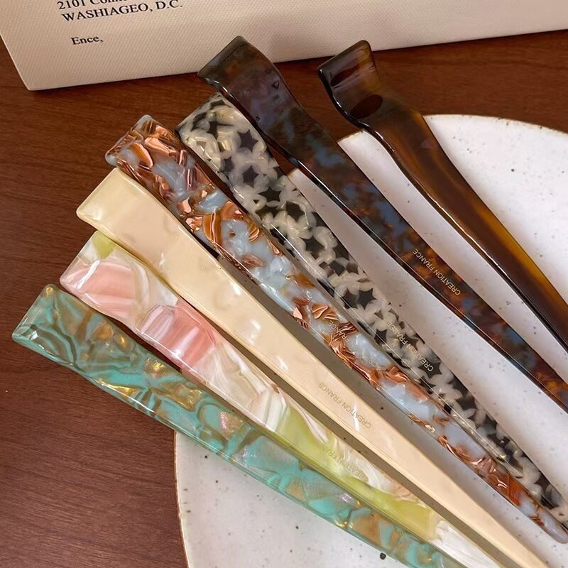 Palillos Para El Cabello De Acetato Con Estampado De Leopardo Y Degradado De Color, De La Serie Simple Daily 2