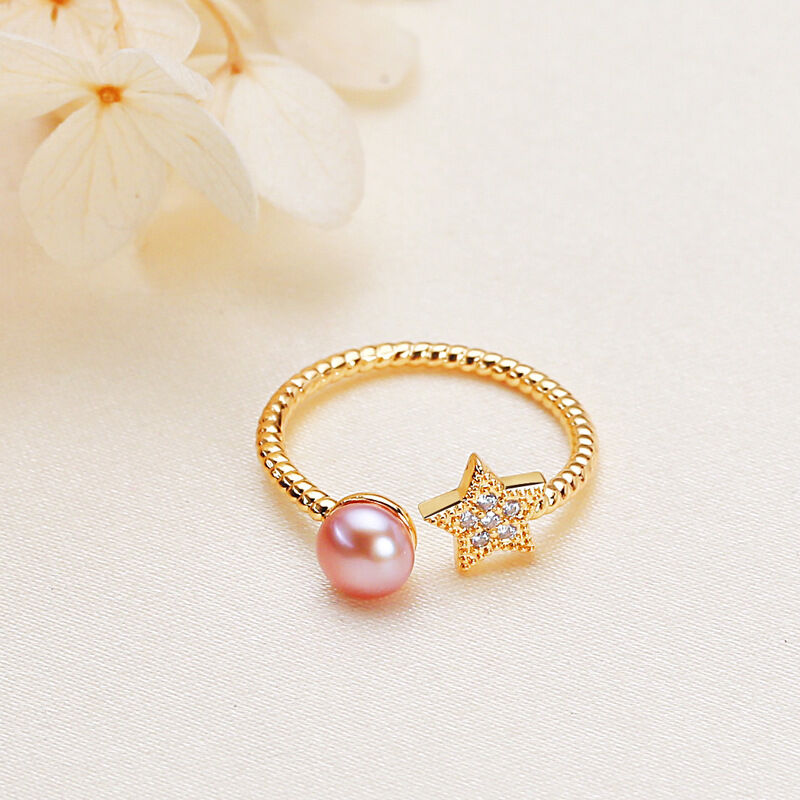Romantic Series Sweet Star Circle Seed Bead Women's Pearl Ring h5 Picture2