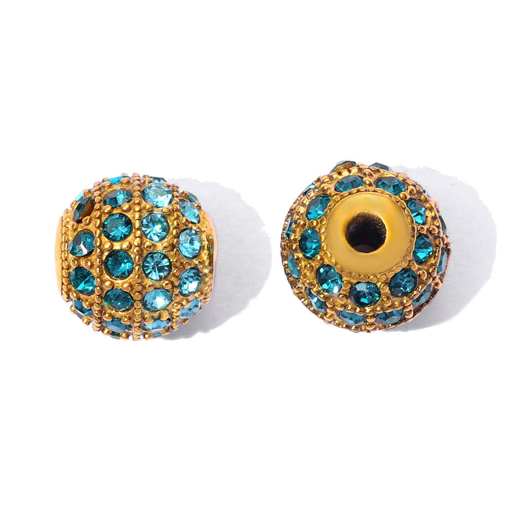 Simple Series Stainless Steel Waterproof Gold Color Rhinestone Spacer Beads h5Picture2