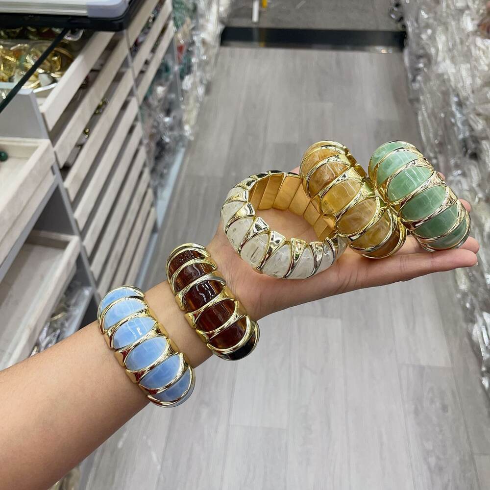 Punkkleurige, Geometrische Acryl Kralenarmbanden Voor Dames Afbeelding3