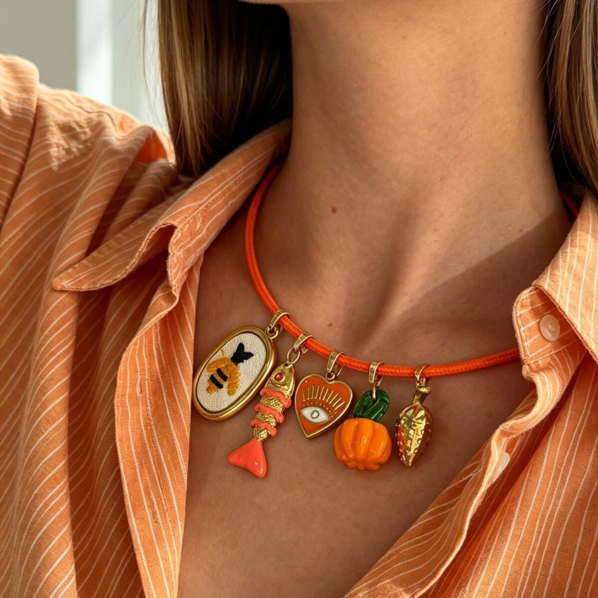 Enamel Heart Fish Magnetic Rope Women's Pendant Necklaces