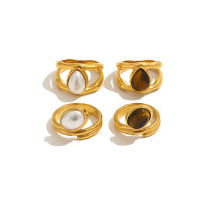 Elegante Statement-Ringe Aus Edelstahl In Schlichter, Unregelmäßiger Form – Wasserfest Und Goldfarben h5 Bild4