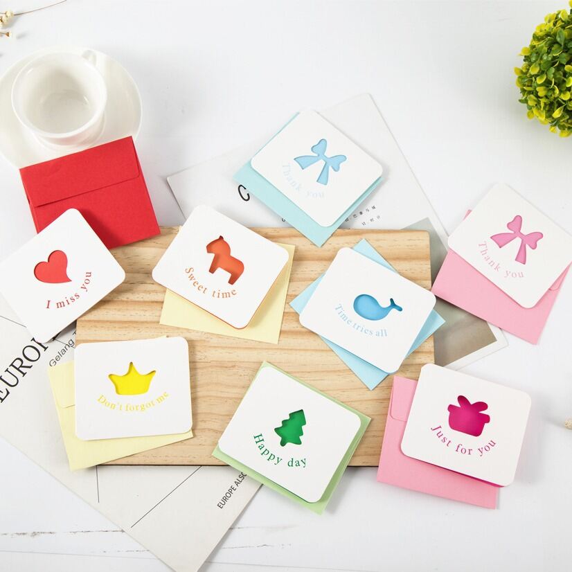 Serie semplice Lettera giornaliera Cuore Animale Fiocco Nodo Natale Stile oceanico Pesce Biglietti di auguri di carta