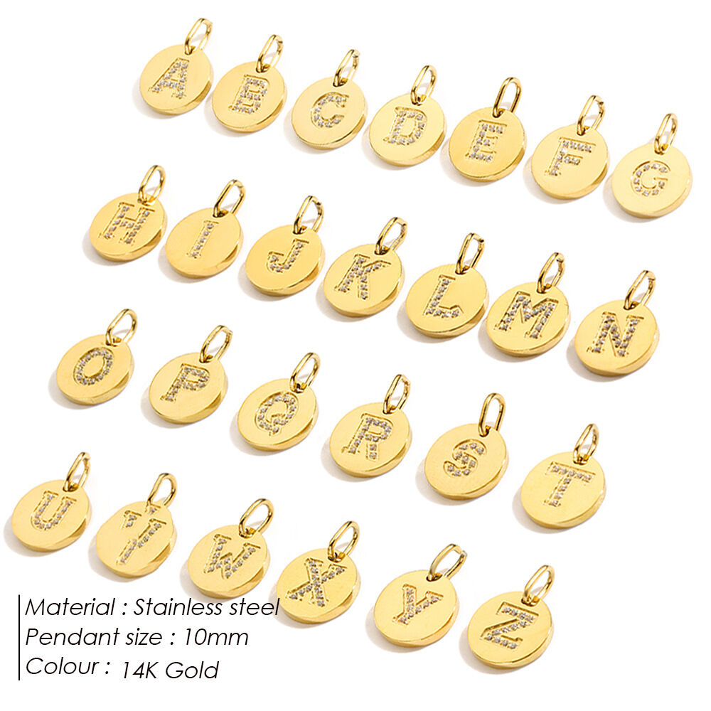 Einfache DIY-Buchstabenanhänger aus Edelstahl, wasserdicht, goldfarben, für Damen 2