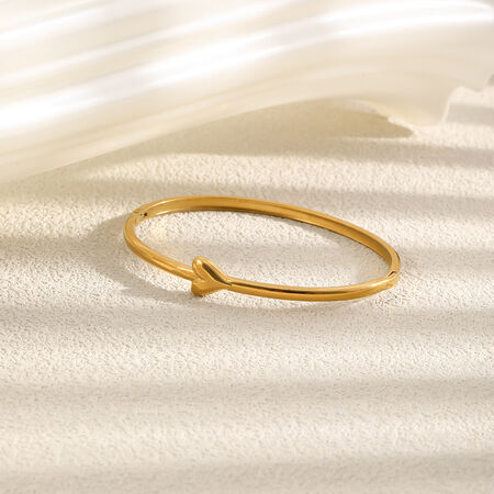 Simple Series Elegant Heart Stainless Steel Waterproof Gold Color Women's Bangles