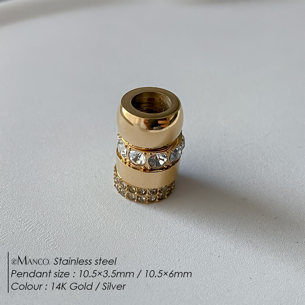 Luxuriöse DIY-Serie: Runde, wasserdichte Edelstahl-Anhänger in Goldfarbe mit Zirkonia für Damen h5 Bild5