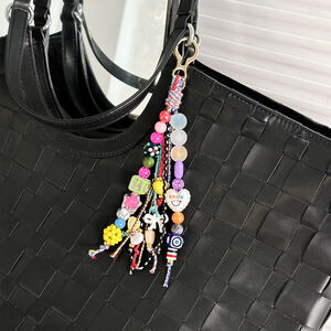 Ethnic Series Bohemian Devil's Eye Heart Bow Knot Oceanic Style Tassel Beads Starfish Geometric Shape Resin Bag Charms h5 Picture2