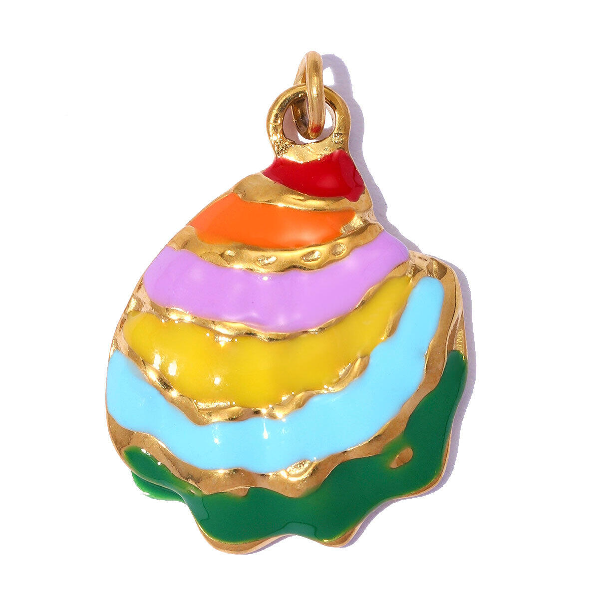 Vacation Oceanic Style Enamel Shell Stainless Steel Waterproof Gold Color Rhinestone Natural Stone Zircon Women's Pendants 2