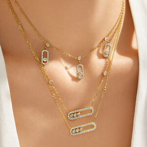 Colliers Pendentifs Pour Femmes, Série Luxueuse, Forme Rectangulaire Irrégulière, Acier Inoxydable, Couleur Or, Étanches h5 Image3
