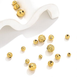 Cuentas Espaciadoras Impermeables De Acero Inoxidable Con Diseño Martillado Y Color Dorado h5 Imagen2