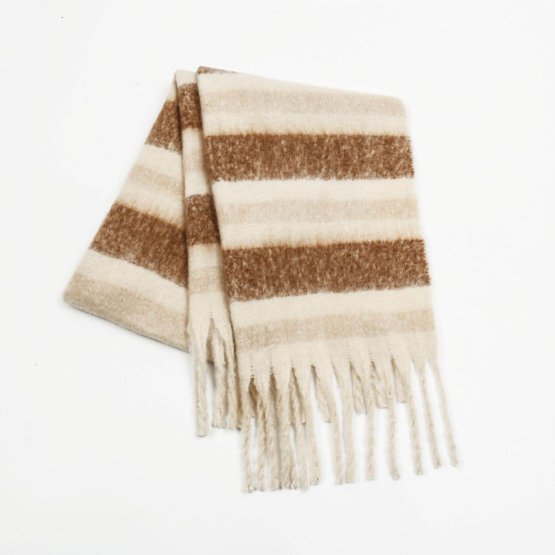 Simple Series Daily Stripe Tassel Mixed Color Winter Scarves h5 