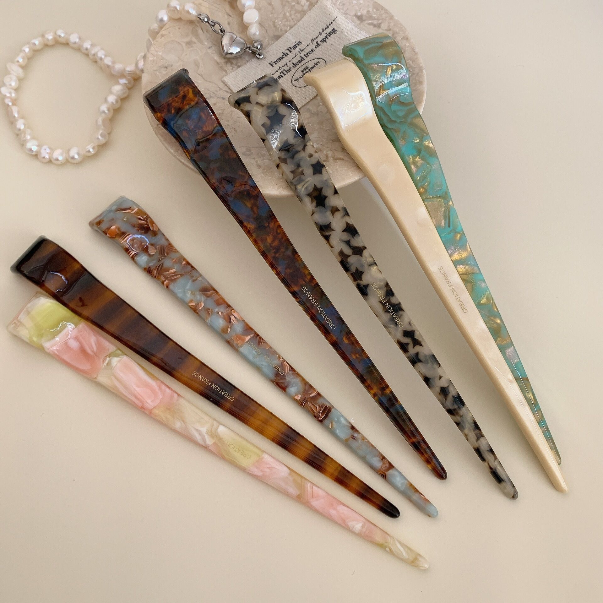 Palillos Para El Cabello De Acetato Con Estampado De Leopardo Y Degradado De Color, De La Serie Simple Daily