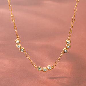 Simple Series Daily Circle Stainless Steel Waterproof Gold Color Zircon Women's Chain Necklaces h5 Picture4