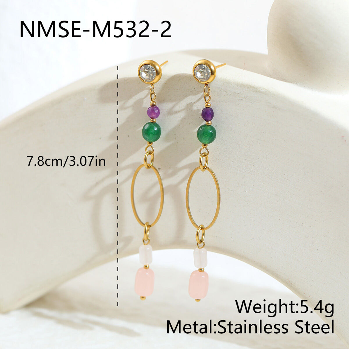 Orecchini Pendenti Da Donna Simple Series Daily Nassel In Acciaio Inossidabile Impermeabile Color Oro. 