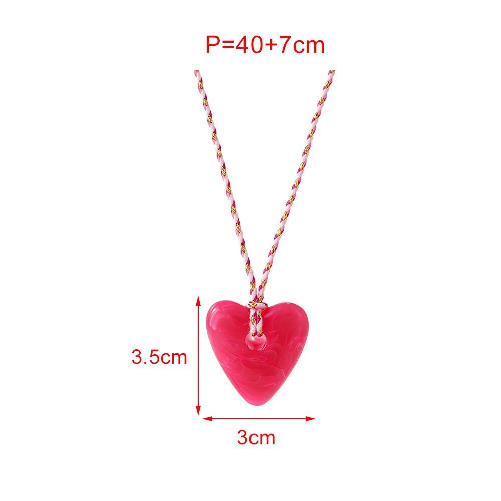 Collares Con Colgante De Resina De La Serie Simple Retro Heart Para Mujer h5Imagen4