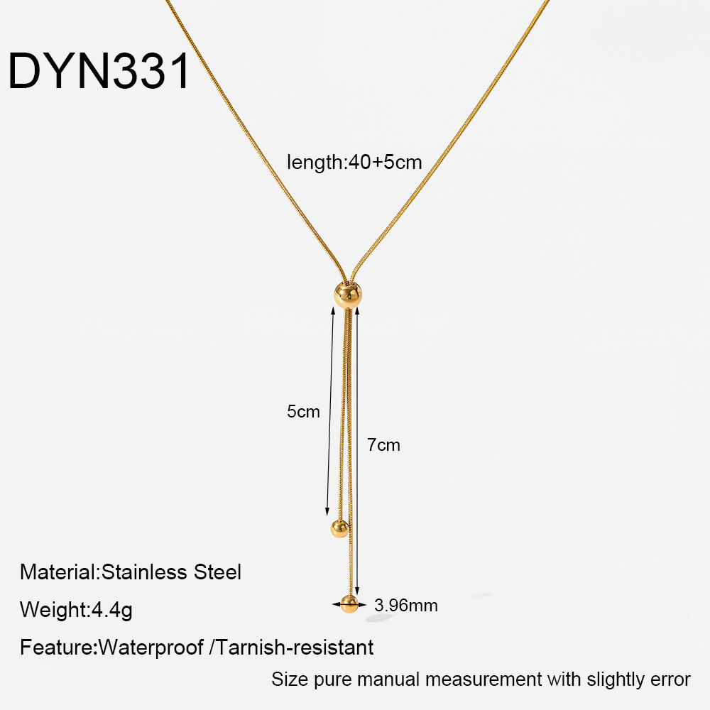 Simple Series Daily Geometric Shape Stainless Steel Waterproof Gold Color Unisex Pendant Necklaces