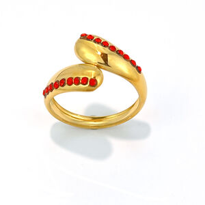 Simple Stainless Steel Waterproof Gold Color Rhinestone Women's Gemstone Rings h5 Picture4