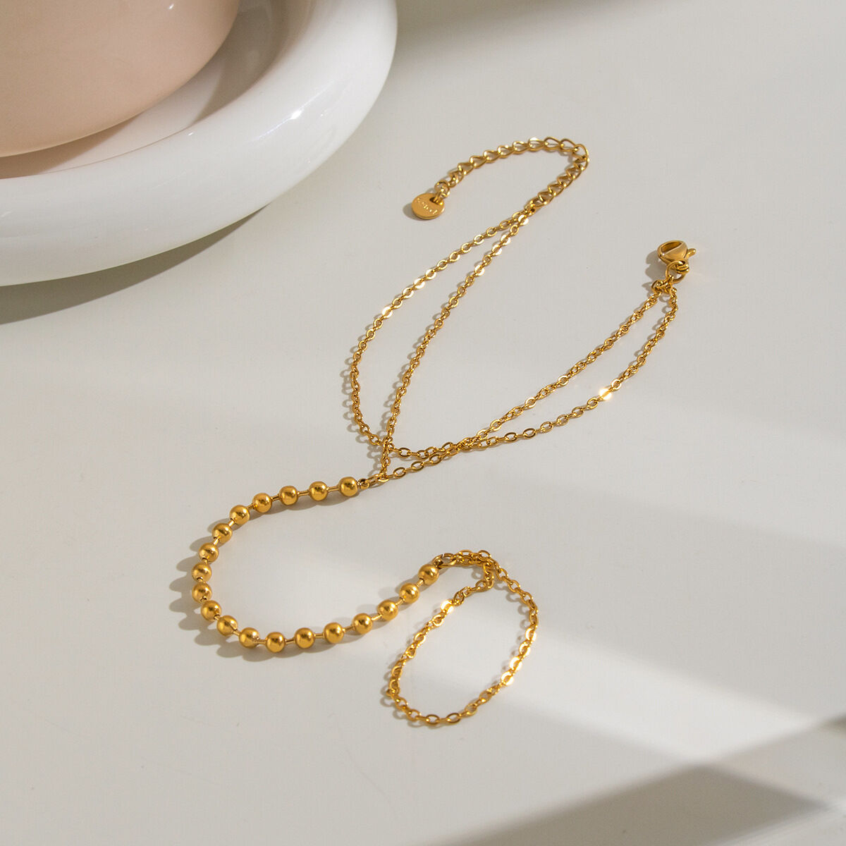 Beads Stainless Steel Waterproof Gold Color Women's Hand Chain Picture3