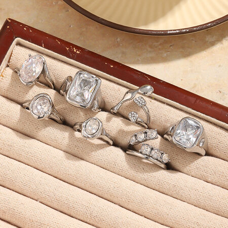 Simple Series Hip-Pop/Rock Irregular Shape Stainless Steel Waterproof Zircon Women's Gemstone Rings