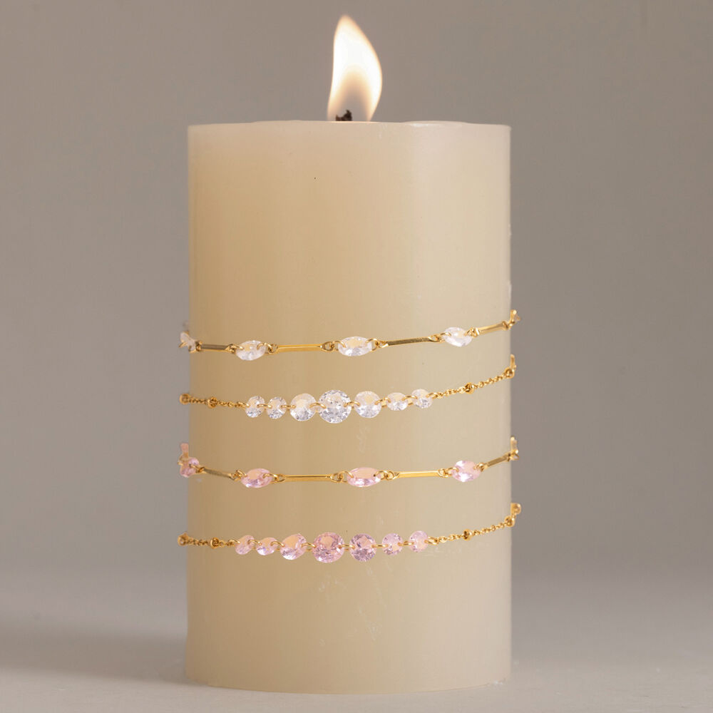 Simple Series Sweet Irregular Shape Chain Stainless Steel Waterproof Gold Color Zircon Women's Chain Bracelets h5Picture4