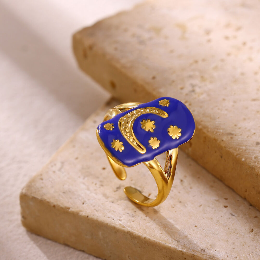 Romantische Serie Retro Teufelsauge Unregelmäßige Sternform Edelstahl Wasserdicht Goldfarben Statement-Ringe Bild3