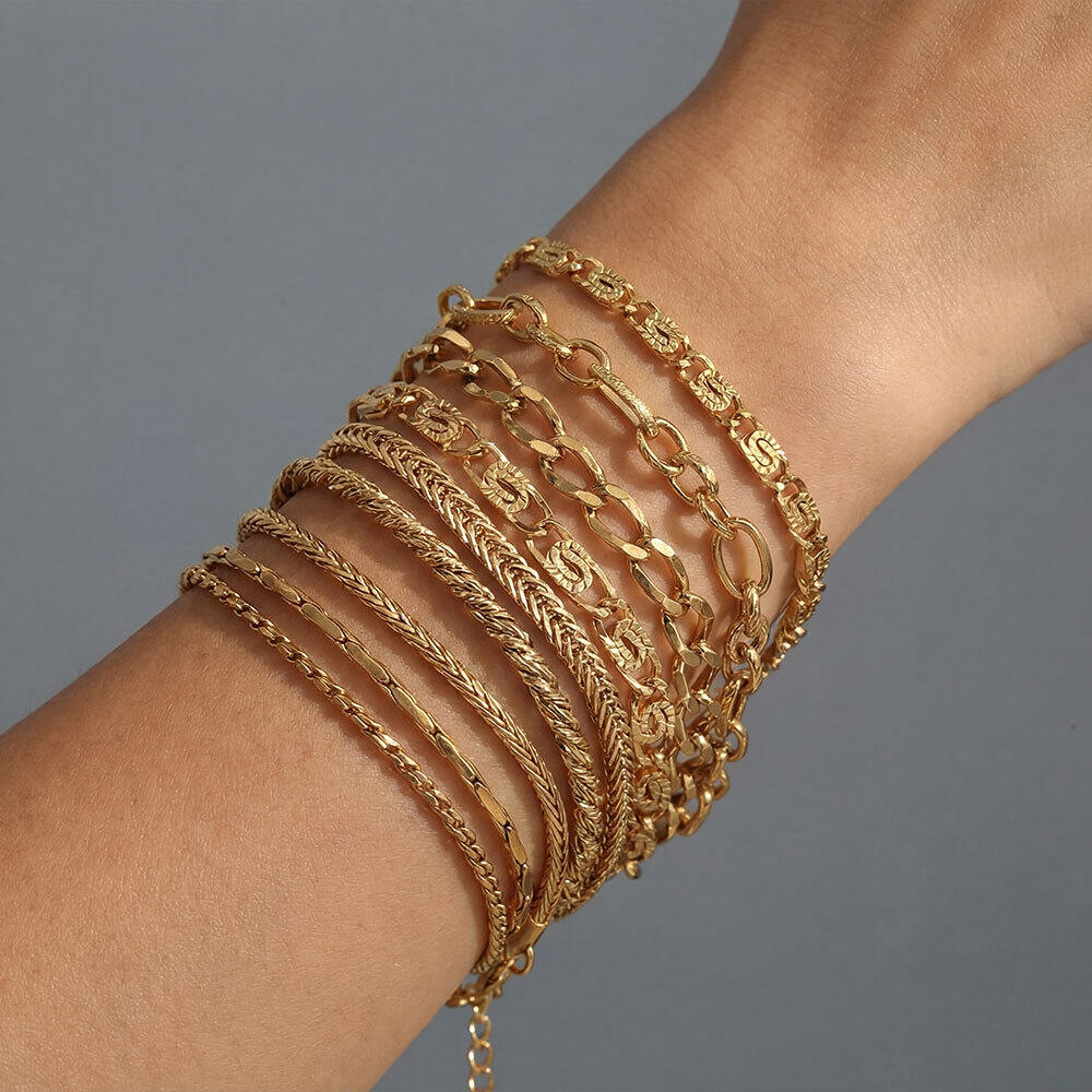 Eenvoudige Serie Dagelijkse Patchwork Ketting, Roestvrijstalen Waterdichte Damesarmbanden Afbeelding3