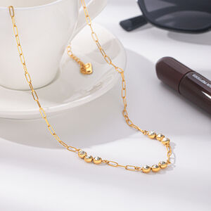 Simple Series Daily Circle Stainless Steel Waterproof Gold Color Zircon Women's Chain Necklaces h5 Picture5