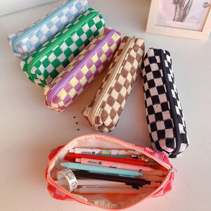 Estuches Para Bolígrafos De Imitación De Piel A Cuadros De Colores Variados, Estilo Casual Y Sencillo. h5 Imagen2
