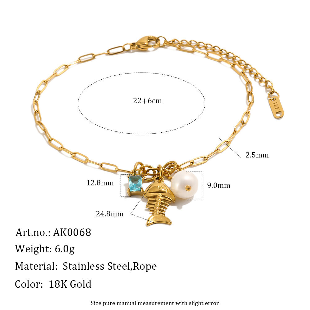 Tobilleras De Acero Inoxidable Impermeables De Color Dorado Con Diseño De Peces De La Serie Romántica &Quot;Vacaciones&Quot; Estilo Oceánico.