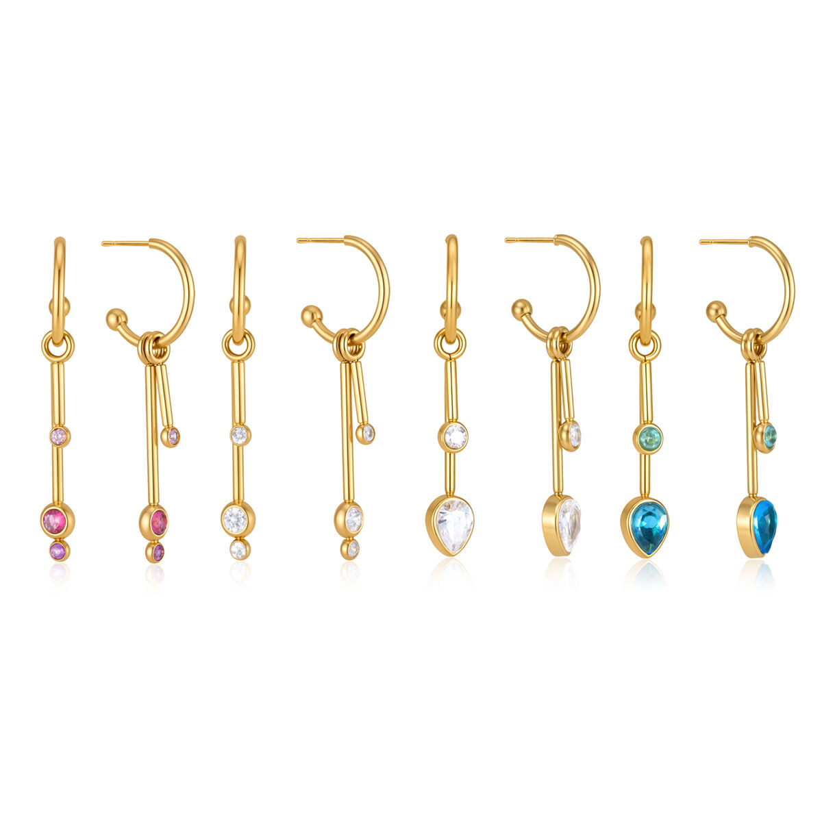 Romantic Series Sweet Patchwork Tassel Stainless Steel Waterproof   Gold Color  Zircon Women's Dangle Earrings h5 Picture5